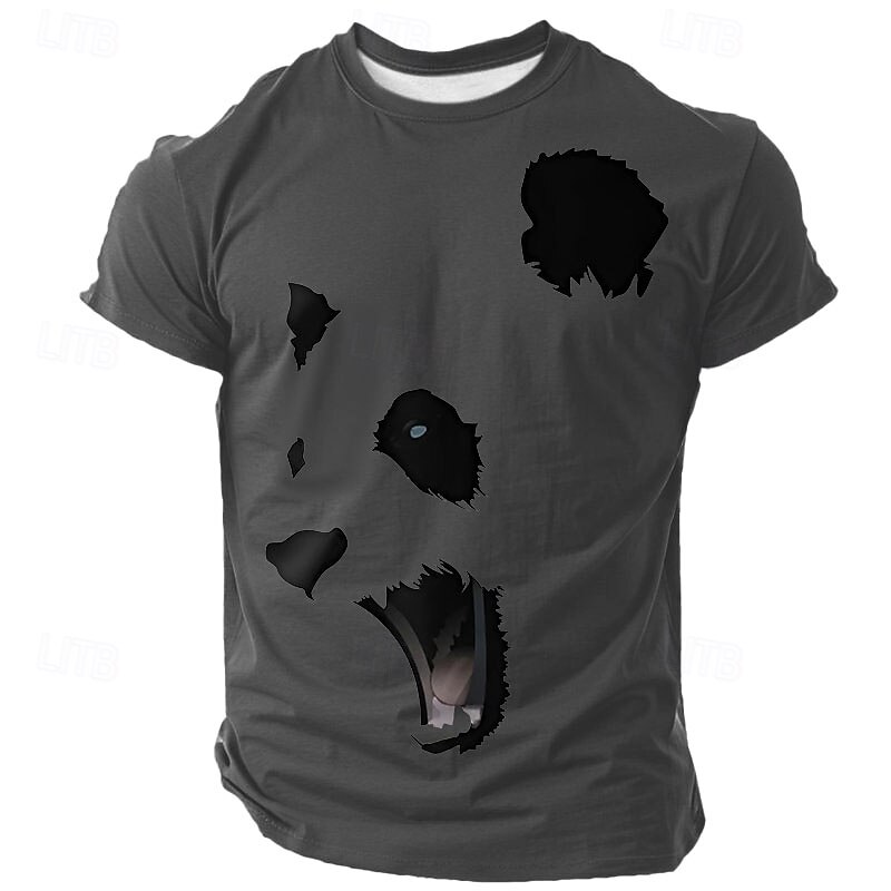 Men's Panda T Shirt Short Sleeve T shirt 3D Print Crew Neck Shirt Fashion Athleisure Street Sports Outdoor White Dark Green Dark Gray Summer Spring Clothing Apparel S M L XL XXL XXXL2