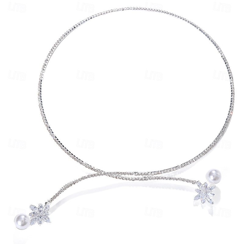 Women's Elegant Pearl Drop Necklace with Crystal-Embellished Floral Design - Luxury Formal Jewelry for Weddings, Galas, and Special Events3