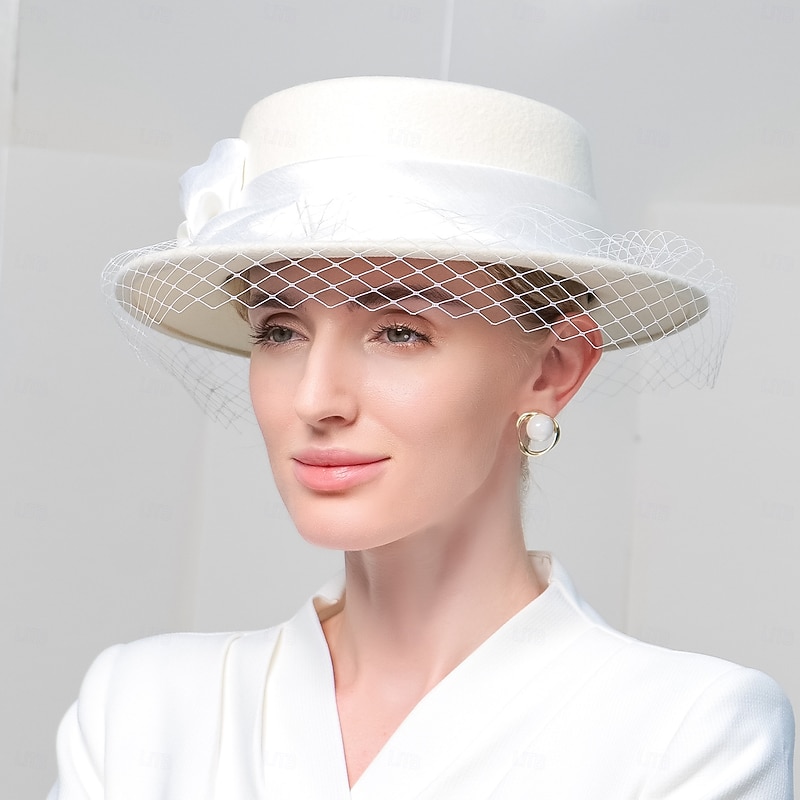 Hats 100% Wool Bowler / Cloche Hat Sun Hat Wedding Evening Party Elegant Wedding With Cap Splicing Headpiece Headwear2