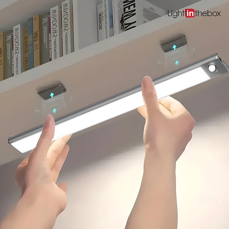 Under Cabinet Lighting, Motion Sensor Cabinet Light, Ultra Thin, USB Rechargeable Battery Operated, Tri-color Wireless Closet Lights Night Lights for Bedroom Wardrobe Stairs