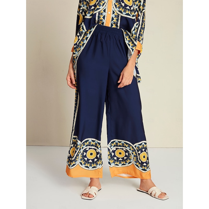 Satin Casual Wide Leg Maxi Pants