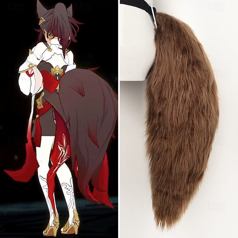 Honkai Star Rail Tingyun Cosplay Tail and Ears Headband Costume Faux Fur Cat Fox Wolf Furry Carnival Party Costume Accessories3