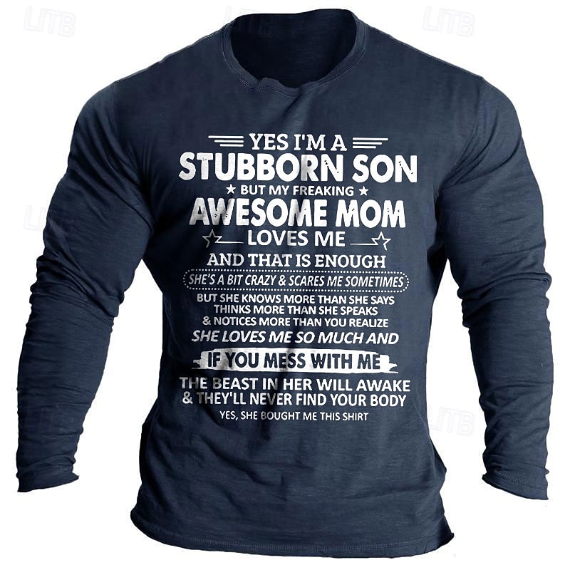 Funny Letter Print Dark Heather Grey Black Dark Blue T shirt Tee Men's Graphic 100% Cotton Shirt Sports Classic Shirt Long Sleeve Comfortable Tee Summer Fall Fashion Designer Clothing S M L XL XXL