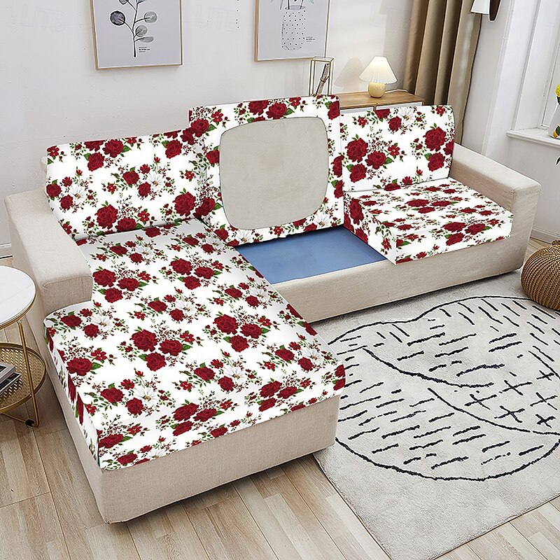 Stretch Floral Seat Cushion Cover Soft Elastic Slipcover for Enhanced Comfort and Furniture Protection4