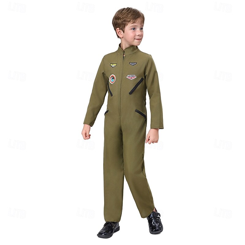 Pilot Halloween Costume Jumpsuit Carnival Costume Cosplay Kid's Boys' Masquerade Performance Easy Halloween Costumes Dress Up4