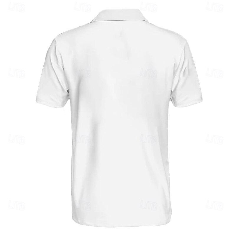 Men's Striped Sports Polo Shirts Golf Shirt Short Sleeve Polo Shirts Collared Shirts Sportswear Vacation Wear Buttons 3D Print Summer Blue3