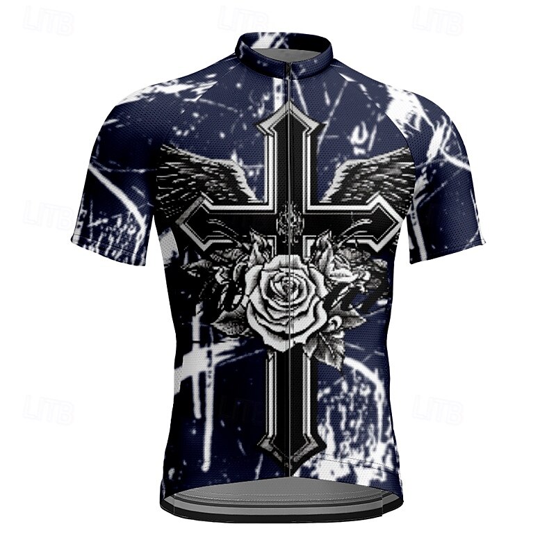 Men's Cycling Jersey Rose Short Sleeve Bike Tee Tshirt Jersey with 3 Rear Pockets Mountain Bike MTB Quick Dry Anatomic Design Wicking Breathable Sports Black White Navy Blue Clothing Apparel4