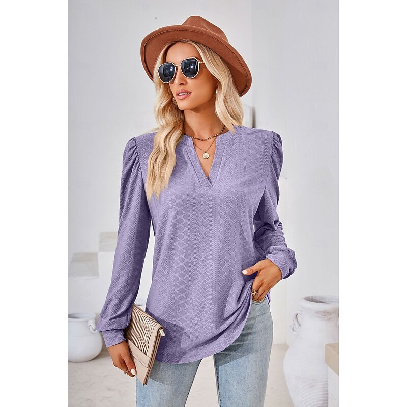 Women's Dressy Tops Rayon Stylish Modern Solid Color Buttons Long Sleeve V Neck Daily Sage Green Black Red Purple Spring Fall Winter3