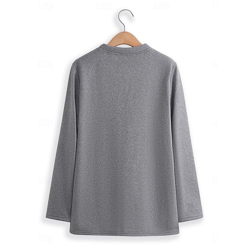 Women's Pajamas Set Fleece Lined 2 Pieces Sweatshirt Tracksuits Daily Fleece Pants Long Sleeve Crew Neck Plain Casual Black Dark Pink Blue Fall Regular Fit2