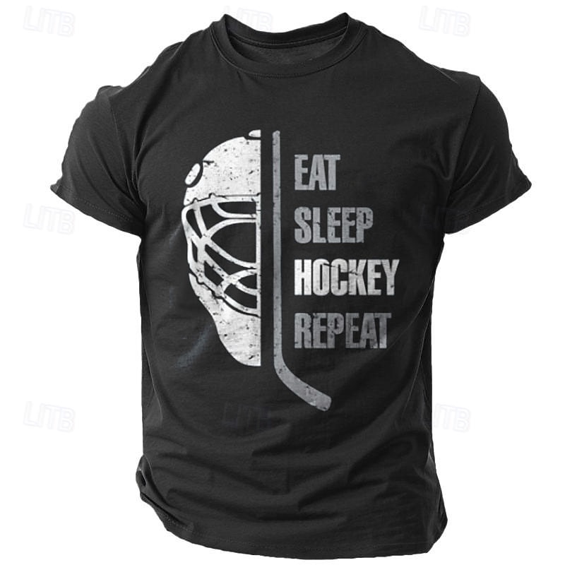 Men's Hockey Lifestyle Graphic T-Shirt - Eat Sleep Hockey Repeat Tee3