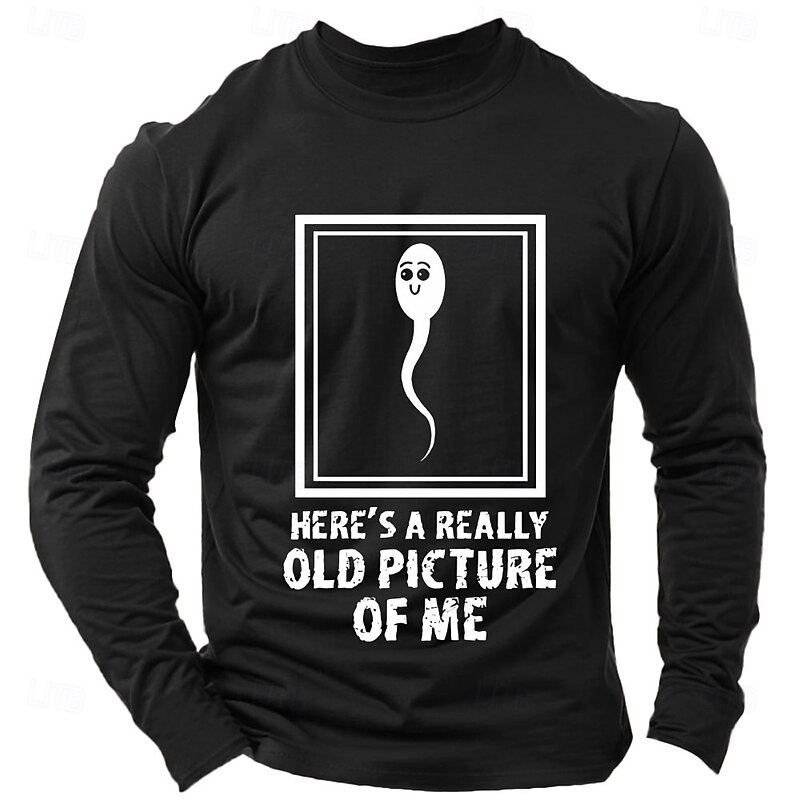 Men's Word / Phrase abstract T Shirt Long Sleeve Shirt 100% Cotton Long Sleeve Graphic Shirt Light Heather Grey Black Deep Blue Comfortable Tee Vacation Street Fashion Designer Clothing