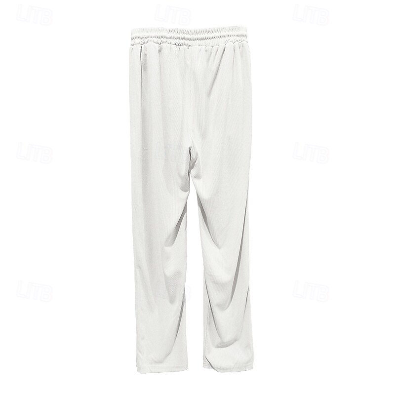 Men's Trousers Casual Pants Pocket Drawstring Elastic Waist Plain Comfort Daily Vacation Going out Fashion Casual Black White Micro-elastic4