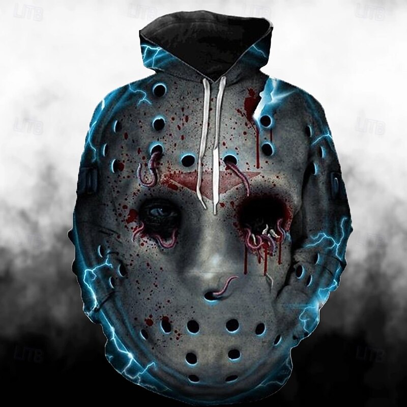 Friday the 13th Jason Voorhees Hoodie Cartoon Manga Anime 3D Front Pocket Graphic For Couple's Men's Women's Adults' Halloween Carnival Masquerade 3D Print Casual Daily4