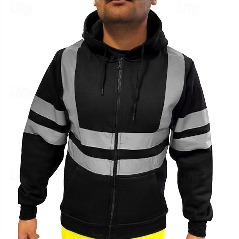 Men's Full Zip Hoodie Zip Up Hoodie Black Yellow Orange Green Hooded Color Block Zip Up Patchwork Sports & Outdoor Daily Holiday Cotton Streetwear Basic Casual Spring &  Fall Clothing Apparel Hoodies4