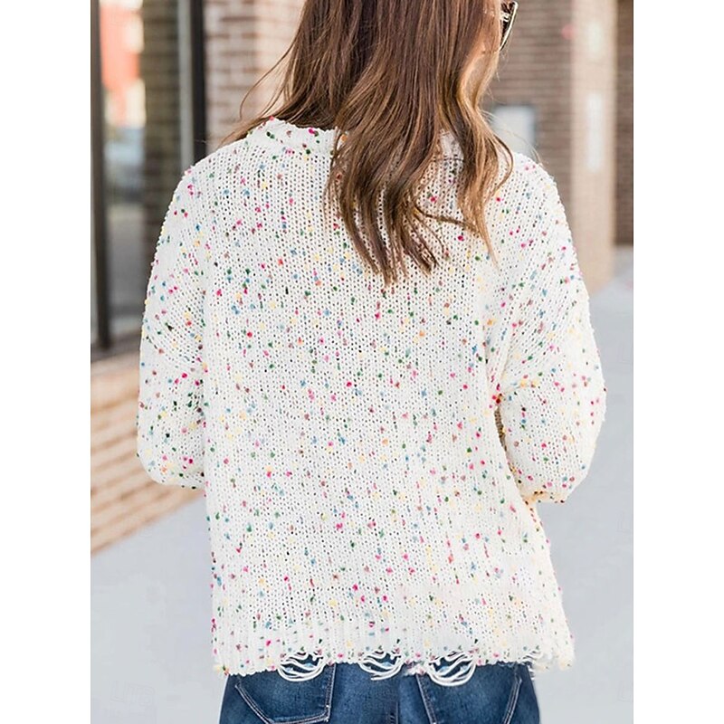 Women's Sweater Pullover Sweater Jumper Casual Sweater Casual Soft Geometric Ribbed Crew Neck Knitted Long Sleeve Regular Tops Knit Outdoor Daily Weekend Pink Beige Fall Winter2