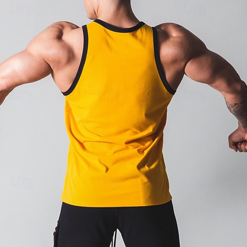 Men's Workout Tank Top Running Tank Top Gym Tank Top Splice Sleeveless Vest / Gilet Casual Athleisure Color Block Cotton Quick Dry Soft Breathable Gym Workout Walking Jogging Sportswear Activewear4