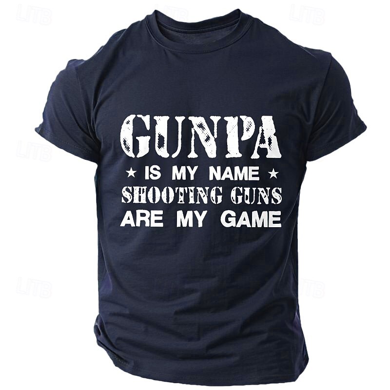 Men's Game Letter Printed Funny Gun T Shirt Tee Top 100% Cotton Short Sleeve Graphic Shirt Black Army Green Dark Blue Comfortable Tee Street Sports Outdoor Fashion Designer Clothing