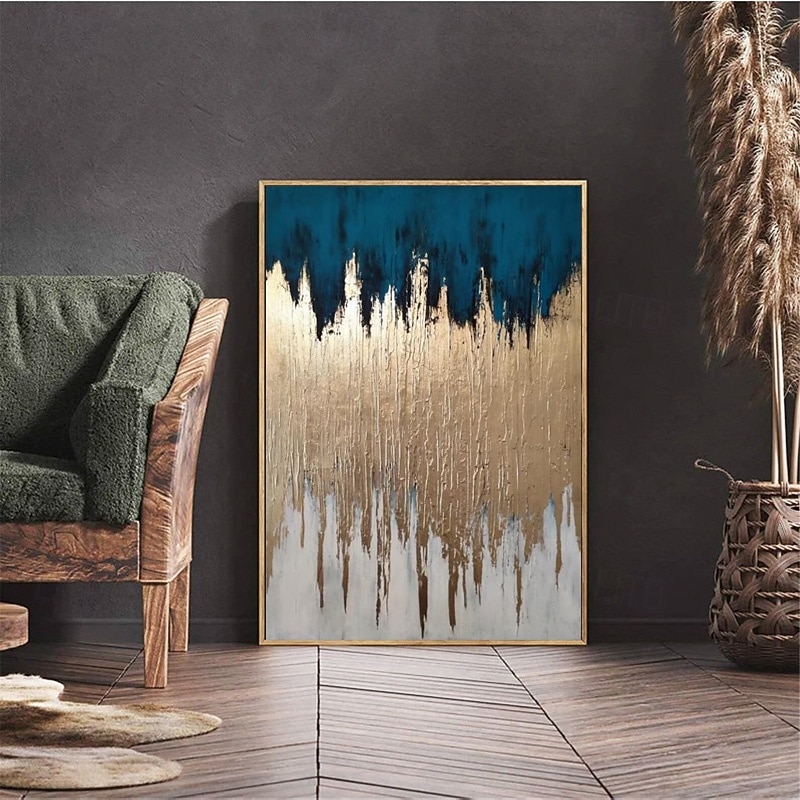Handmade Contemporary Art Gold Painting Abstract Painting Large Gray Abstract Art Gold Leaf Painting Painting Canvas Wall Painting For Living Room No Frame4