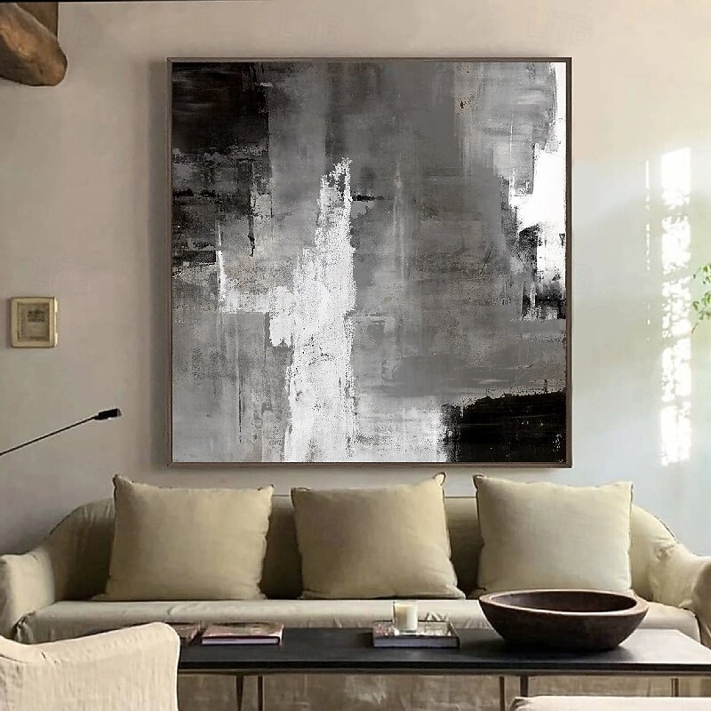 Handmade 3D Black Oil Painting on Canvas Large hand painted Abstract Textured Palette Knife Boho oil painting Wall Art Custom Contemporary Minimalist artwork for Living Room bedroom home Decor2
