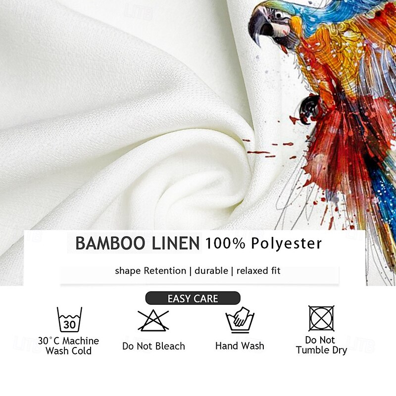 Men's Parrot Beach Shirt Summer Hawaiian Shirt Button Up Shirt Long Sleeve Shirt Collared Shirts Hawaiian Vacation Daily White S M L3