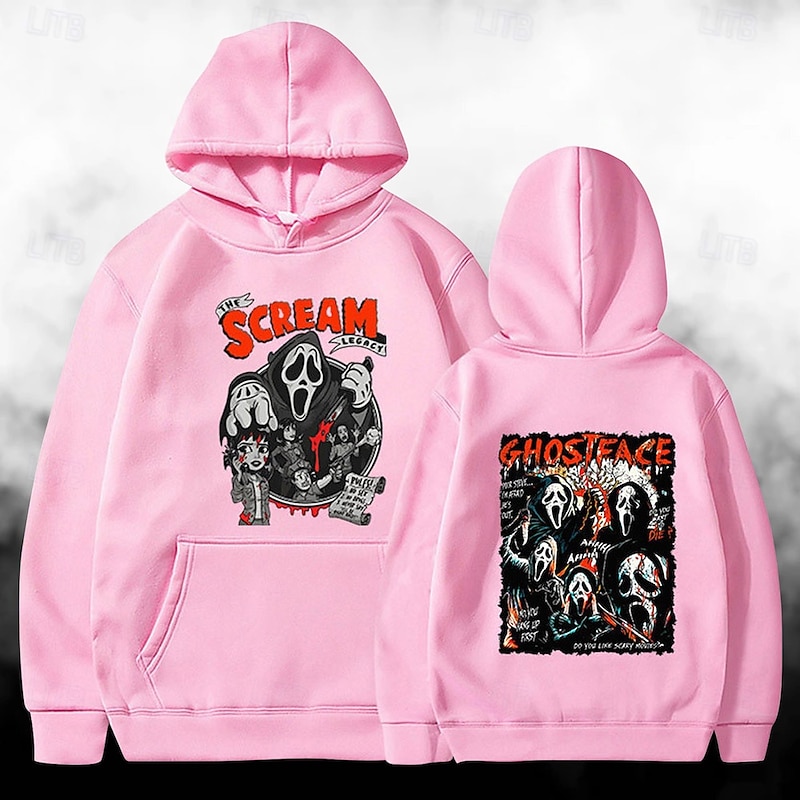 Halloween Scream Ghostface Skull Skeleton Hoodie Print Front Pocket Graphic For Couple's Men's Women's Adults' Halloween Carnival Masquerade Hot Stamping Halloween Casual Daily2