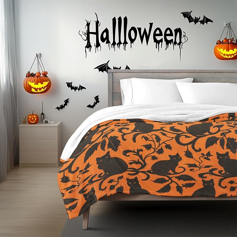 Halloween Pumpkin Blanket Cozy and Soft Throw Perfect for Spooky Season Festive Halloween Decor with Pumpkin Design4