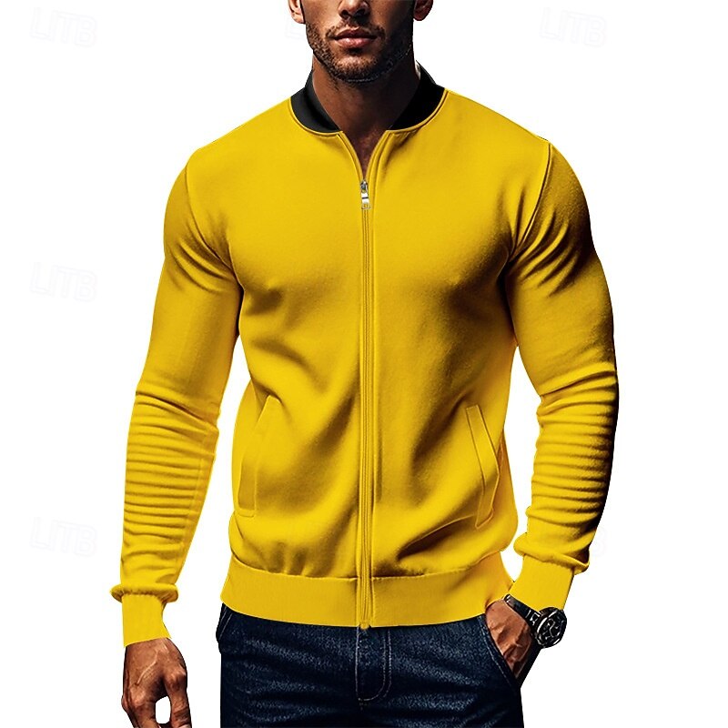 Men's Lightweight Jacket Varsity Jacket Daily Vacation Breathable Patchwork Spring & Fall Color Block Fashion Classic Stand Collar Regular Black Yellow Red Navy Blue Royal Blue Jacket3