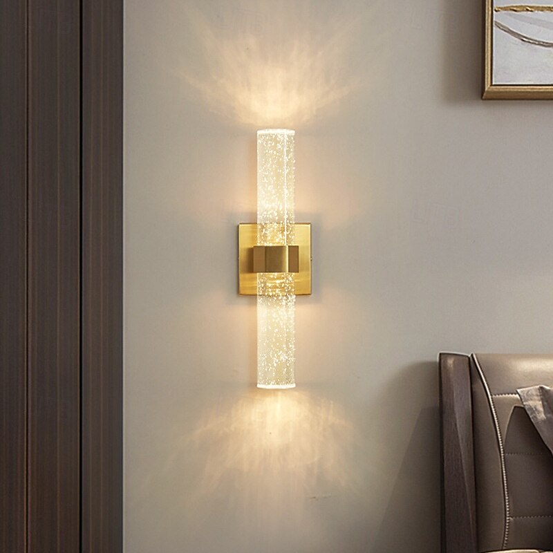 LED Indoor Wall Lights Warm Ray 40cm 1W Gold Postmodern Crystal Wall Lamp Vanity Wall Mounted Lights Bathroom Wash Wall Lighting Mirror Nightstand Wall Sconces for Bedroom Hallway Restaurant 110-240V