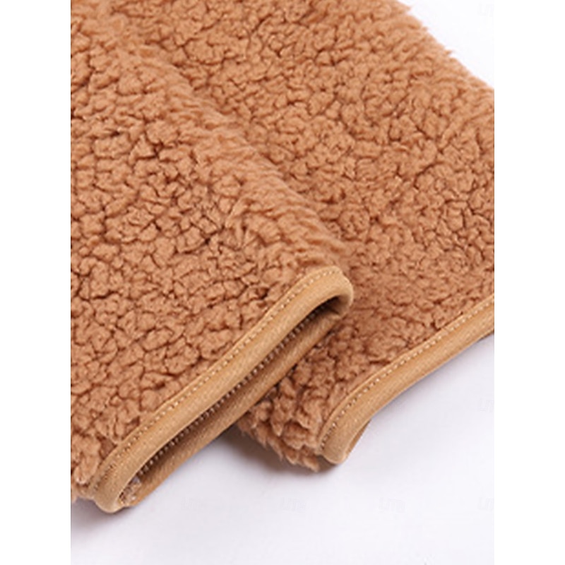 Women's Fleece Jacket Warm Zipper Fashion Modern Casual Plain Work Daily Wear Zipper Short Stand Collar Loose Fit Long Sleeve Outerwear Black White Red Fall Winter4