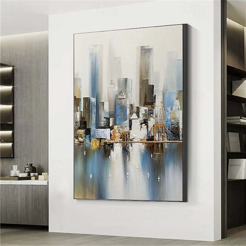 Large Abstract City Painting handmade Urban Art Painting hand painted City Skyline Painting New York Skyline oil painting New York city paintings Wall Art Large Abstract Painting4