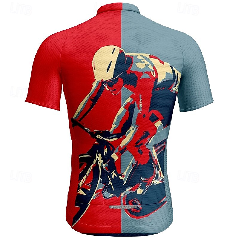Men's Cycling Jersey Graphic Short Sleeve Bike Tee Tshirt Jersey with 3 Rear Pockets Mountain Bike MTB Quick Dry Anatomic Design Wicking Breathable Sports Navy Blue Blue Clothing Apparel2