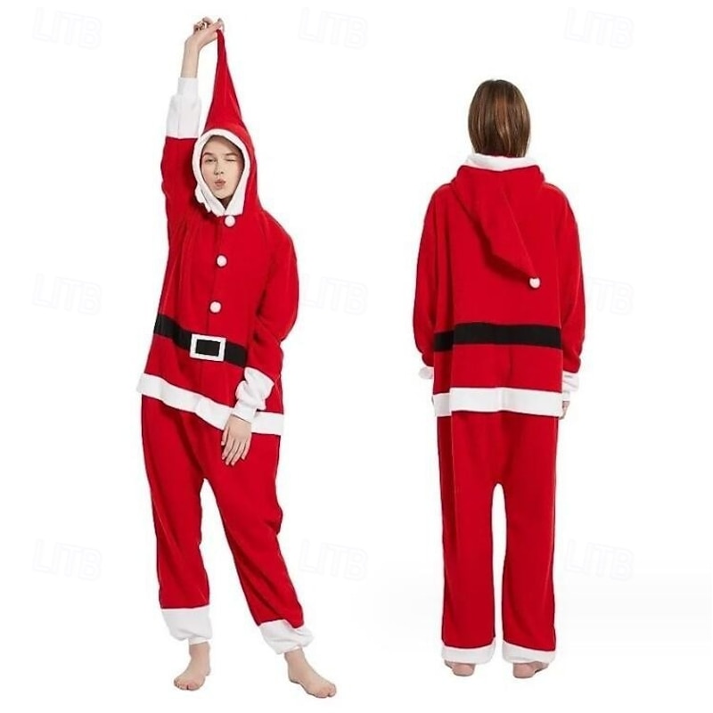 Adults' Christmas Onesie Costume Santa Claus Onesie Pajamas Kigurumi Pajamas Charm Funny Costume For Men and Women Christmas Carnival Cartoon4