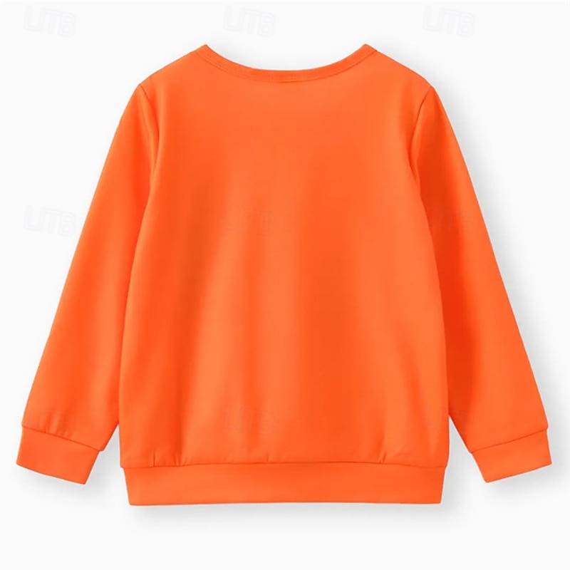 Halloween Boys 3D Graphic Ghost Sweatshirt Long Sleeve Spring Fall Fashion Basic Polyester Kids 4-12 Years Crew Neck Outdoor Casual Daily Regular Fit4