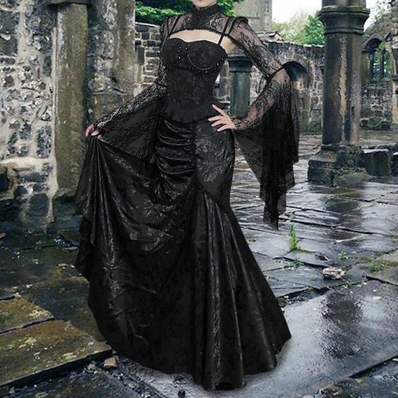 Punk & Gothic Skirt Witch Goth Girl Fancy Dress Women's Fantasy Walpurgis Night Halloween Carnival Masquerade Halloween Prom Festival Adults' Dress