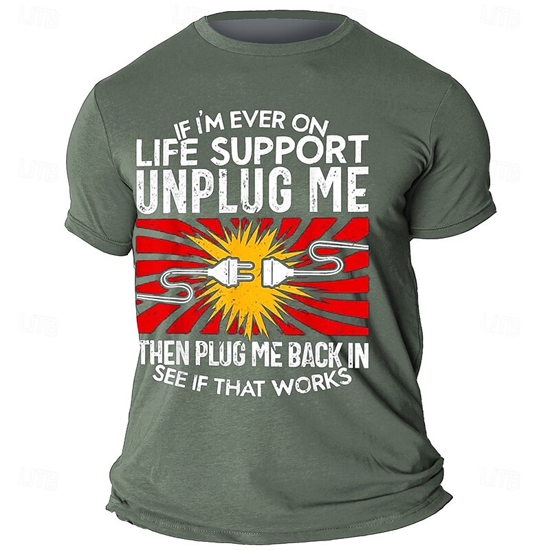 Men's Slogan Funny Slang T Shirt Short Sleeve T shirt 3D Print Crew Neck Shirt Retro Vintage Casual Street Style Street Sports Outdoor Casual Black Blue Green Spring & Summer Clothing Apparel S M L4