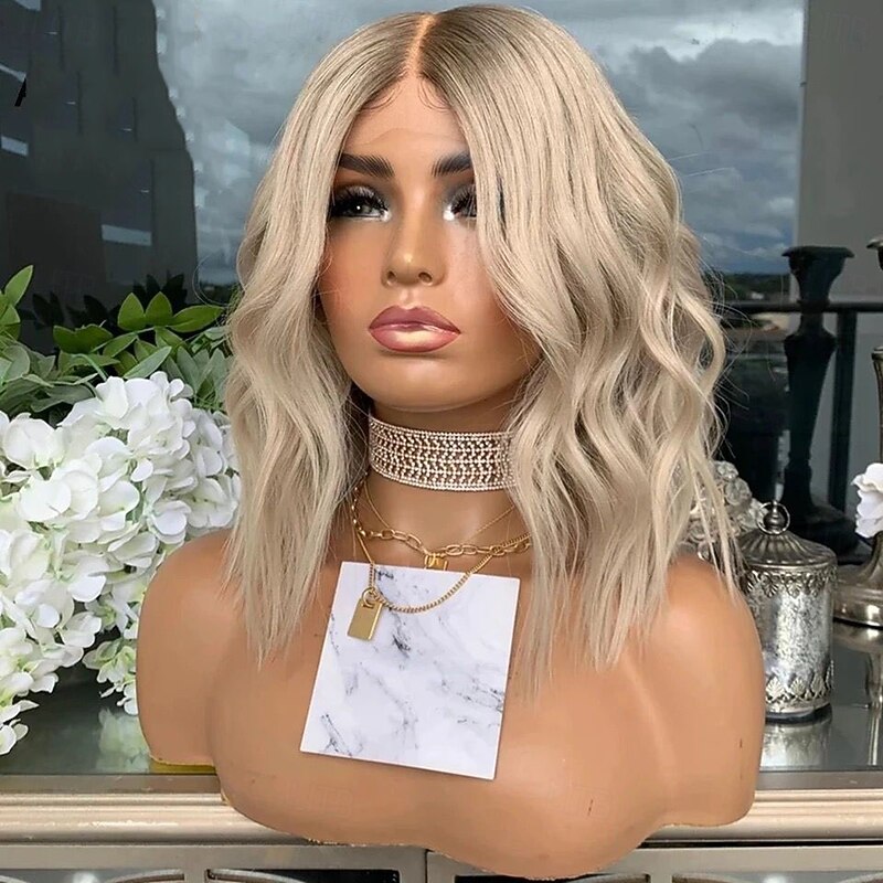 Unprocessed Virgin Hair 13x4 Lace Front Wig Short Bob Brazilian Hair Wavy Multi-color Wig 130% 150% Density Highlighted / Balayage Hair Natural Hairline Glueless For Women Short Human Hair Lace Wig3