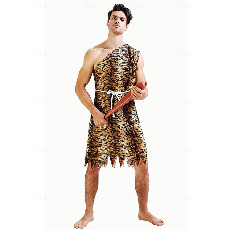 Savage Primitive man Halloween Cosplay Costume Fancy Costume Cosplay Halloween Adults' Men's Halloween Carnival Easy Halloween Costumes Dress Up2