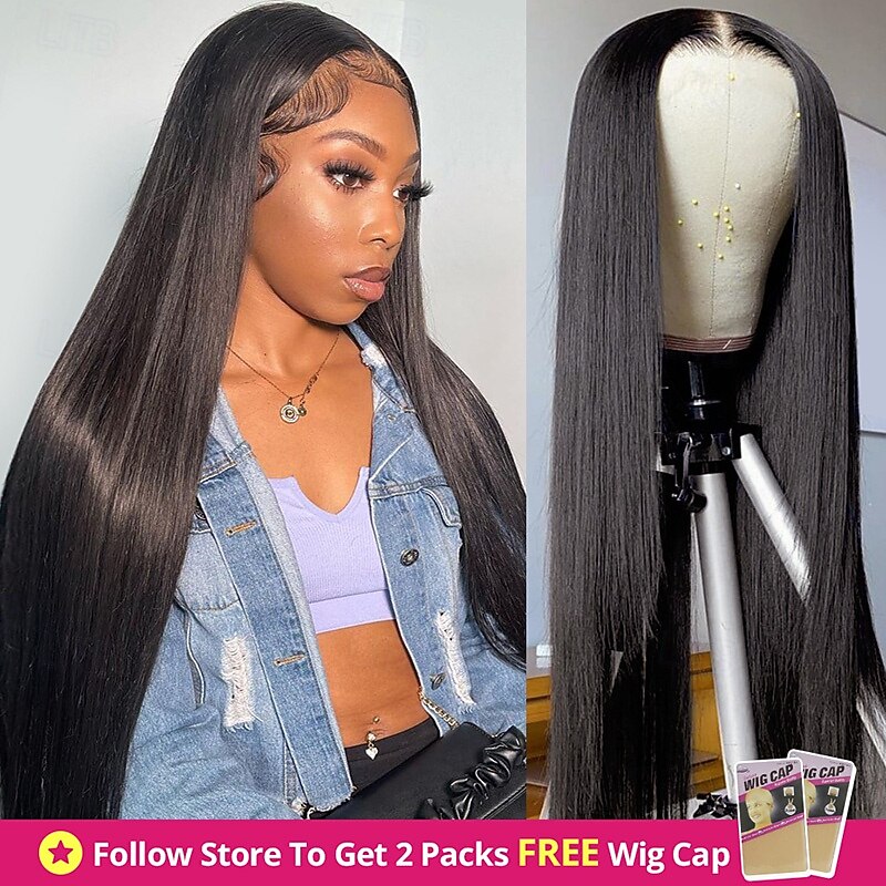 4*6 Lace Frontal Wig Transparent Lace Wig Long Straight  Human Hair Wigs 12-28Inch2