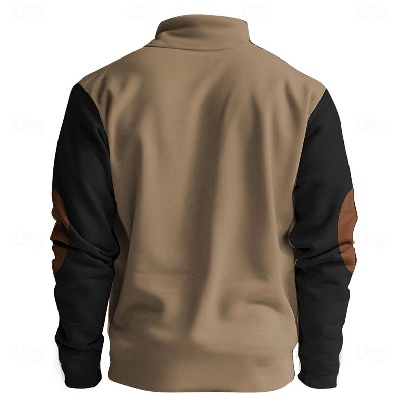 Men's Hunting Deer Sweatshirts Quarter Zip Sweatshirt Long Sleeve Sweatshirt Half Zip Vintage Retro Western Cowboy 3D Printing Hunting Half Zip Winter Spring &  Fall2