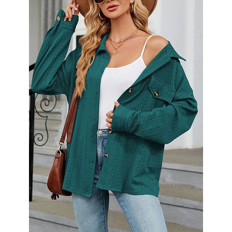 Women's Blouse Solid Color Casual Long Sleeve Shirt Collar Daily Sage Green Blue Green Beige Summer Spring Fall3