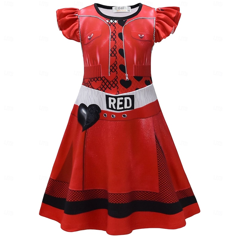 Descendants The Rise of Red Kids Red Queen of Hearts Dress Costume Cosplay Movie Cosplay for Girls' Kid's Carnival Masquerade Performance Party / Evening4