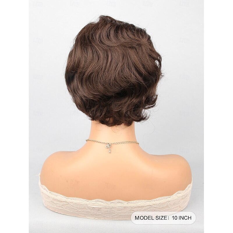 Synthetic Wig Bouncy Curl Short Bob Side Part Wig 10 inch Light Brown Synthetic Hair Women Light Brown3