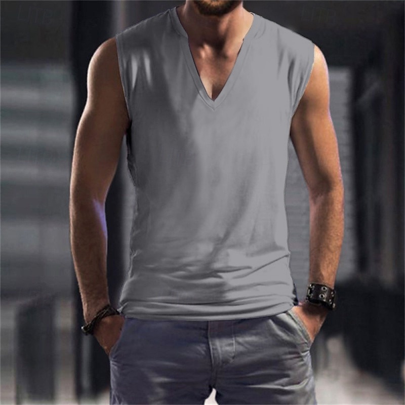 Men's Tank Top Vest Undershirt Sleeveless Shirt Sleeveless V Neck Summer Plain Fashion Classic Comfortable Street Casual Sports Black White Pink Top Tee for Men4