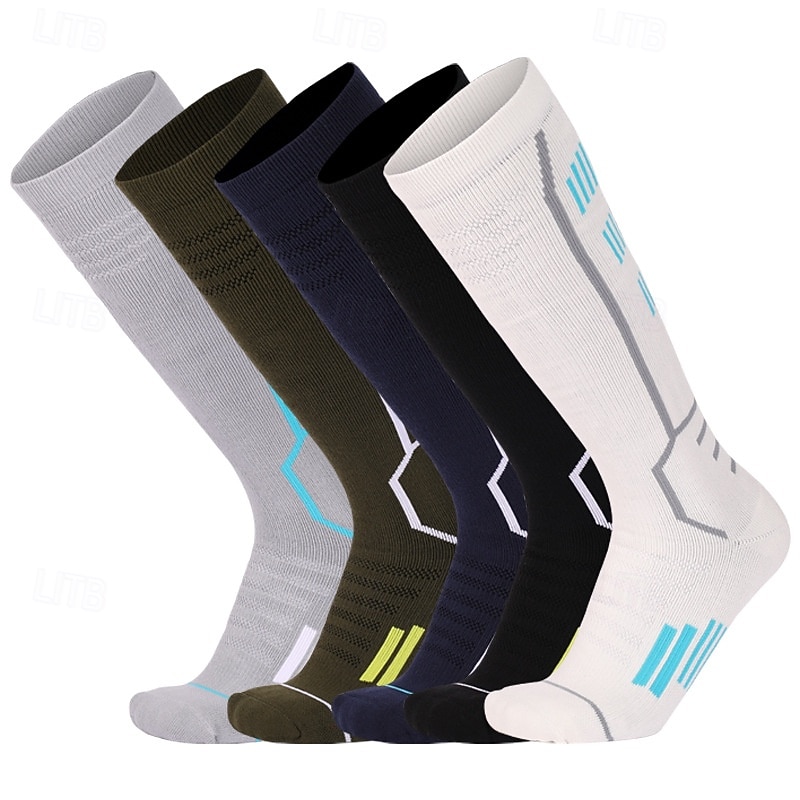 Unisex Socks Compression Socks Bike Socks Sports Socks Athletic Socks Camping / Hiking Outdoor Exercise Cycling / Bike Bike / Cycling Anti-Slip Warm Non-Skid 1 Pair Stripes Cotton Black White Brown