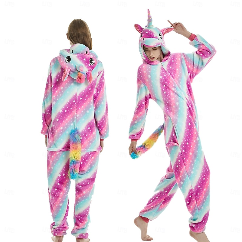 Unicorn Carnival Costume Kigurumi Pajamas Nightwear Halloween Group Family Costumes Kid's Adults' Unisex Men and Women Boys and Girls Funny Costume Party Home Wear Christmas Halloween Carnival Easy2