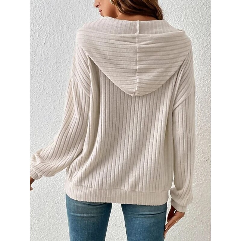 Women's Hoodie Sweatshirt Plain Crew Neck Long Sleeve Black Green Beige Gray Fall Winter2