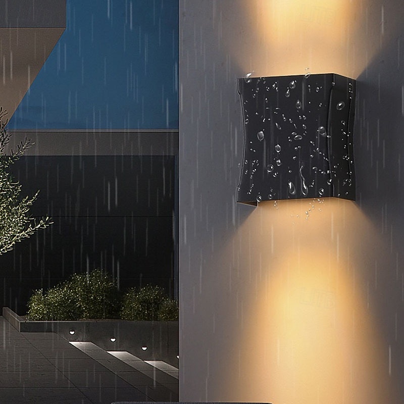 LED Outdoor Wall Light Warm White 1PCS/2PCS Acrylic Metal 10W Black Square Outdoor Wall Light Up And Down Lights for Garden Hallway Yard Wall Mount Fixtures 110-240V3