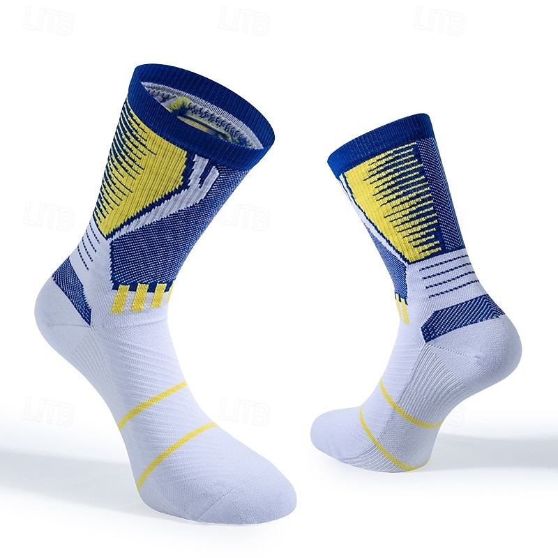 Men's 1 Pair Socks Running Socks Casual Socks Blue Green Color Color Block Sports & Outdoor Daily Vacation Basic Medium Spring Fall Fashion Casual2
