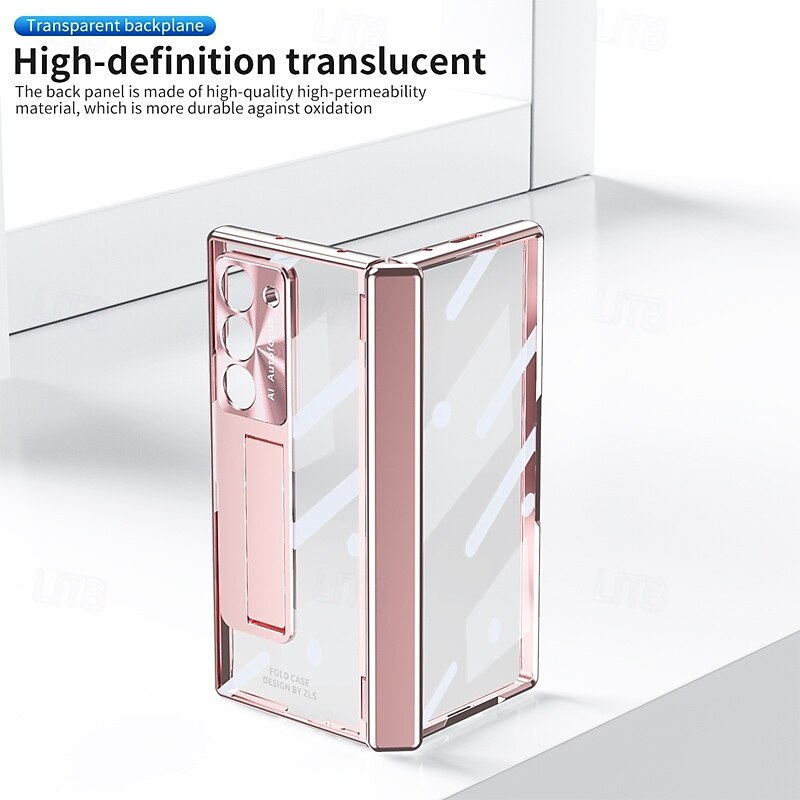 Phone Case For Samsung Galaxy Z Fold 7 Z Fold 6 Z Fold 5 Z Fold 4 Z Fold 3 Back Cover with Stand Holder with Screen Protector Full Body Protective Retro Armor PC Metal4
