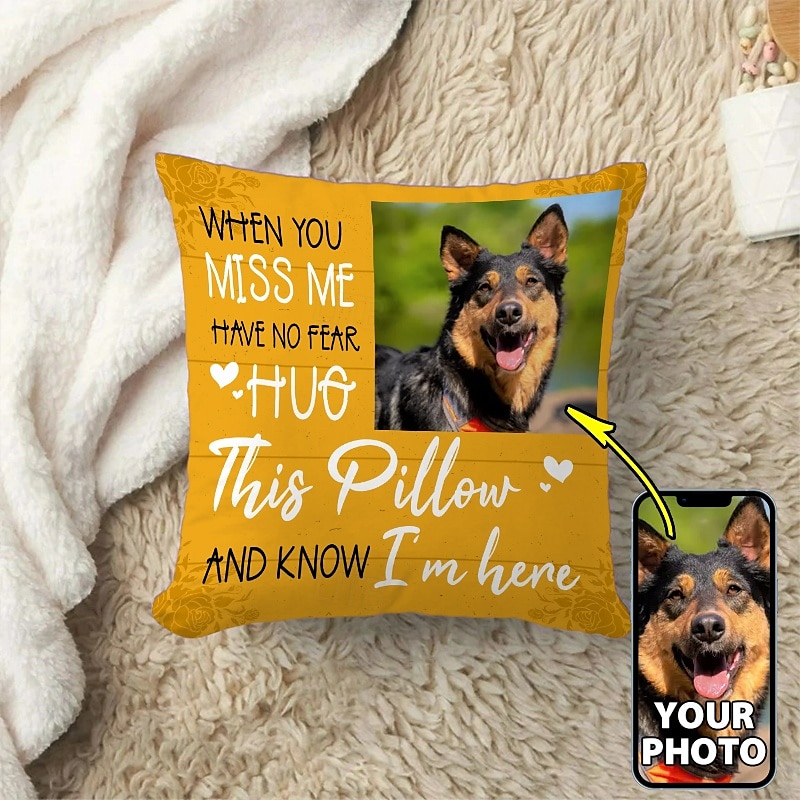 Custom Pillow Cover Pet Photo Personalized Memorial Throw Pillow Sympathy Gift Pet Loss Gift for Dog or Cat4